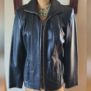 100% Lambskin Leather Moto Jacket medium. Super soft buttery leather